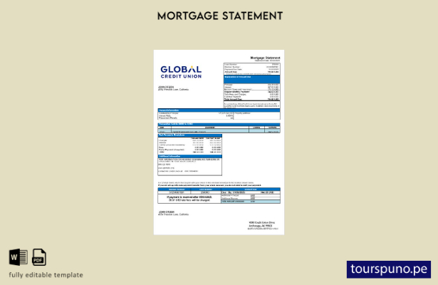 listo para imprimir el extracto de hipoteca del banco USA Alaska Global Credit U