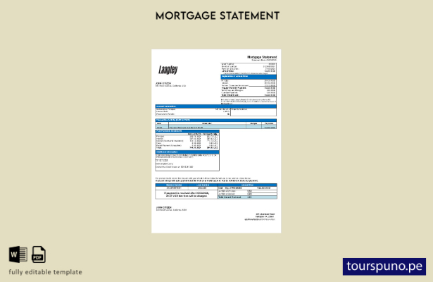 listo para imprimir el extracto de hipoteca del banco USA Langley Federal Credit
