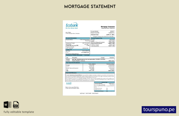 listo para imprimir el extracto de hipoteca del banco Zimbabwe Ecobank en format