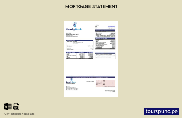 listo para imprimir extracto de hipoteca de Kenya Family Bank plantilla en Word