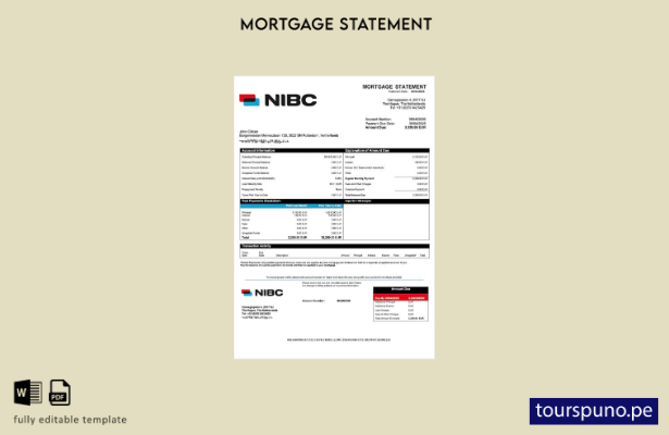 listo para imprimir extracto de hipoteca del NIBC Bank de los Países Bajos Plant