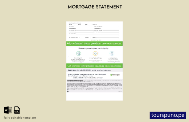 listo para imprimir extracto de hipoteca del banco USA Ohio Huntington en form 1