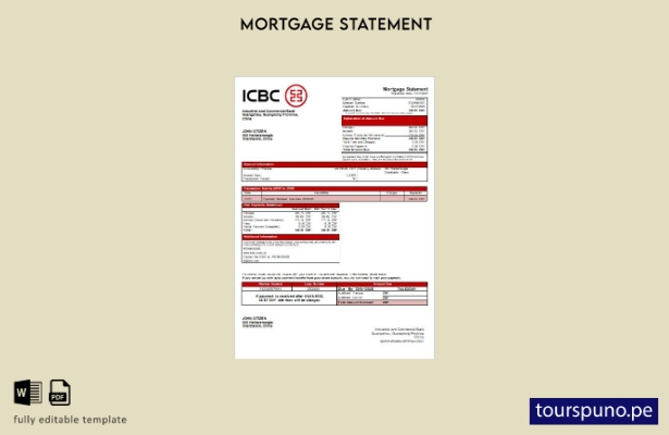 listo para imprimir plantilla de declaración de hipoteca del banco ICBC de China