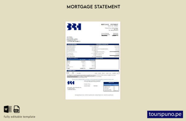 listo para imprimir plantilla de estado de cuenta de hipoteca del banco BRH de H
