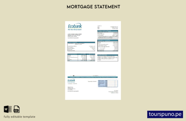 listo para imprimir plantilla de extracto de hipoteca del banco Ecobank de Ghana