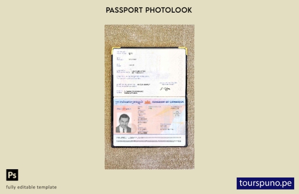 Plantilla de apariencia de foto de pasaporte de Camboya lista para imprimir