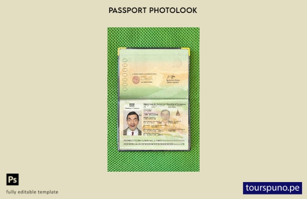 Plantilla de apariencia de foto de pasaporte de Camerún lista para imprimir