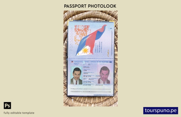 Plantilla de apariencia de foto de pasaporte de Filipinas lista para imprimir