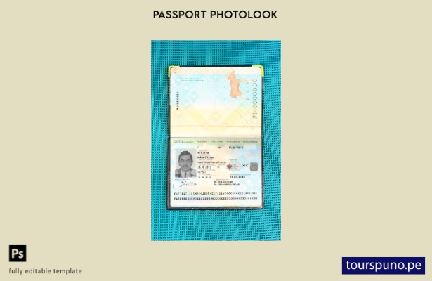 Plantilla de apariencia de foto de pasaporte de Finlandia lista para imprimir