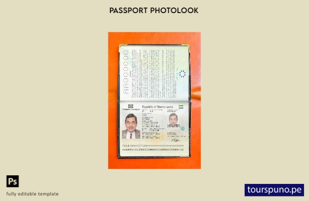 Plantilla de apariencia de foto de pasaporte de Sierra Leona lista para imprimir