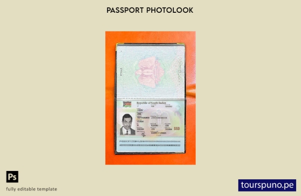 Plantilla de apariencia de foto de pasaporte de Sudán del Sur lista para imprimi