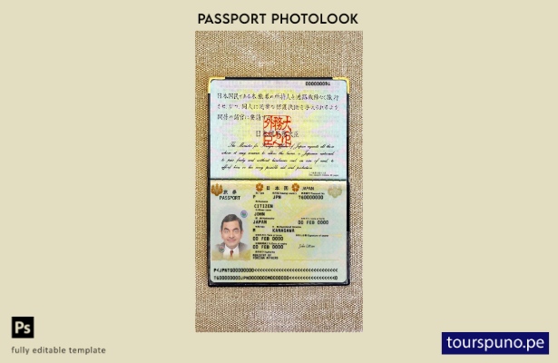 Plantilla de apariencia de fotografía de pasaporte japonés lista para imprimir