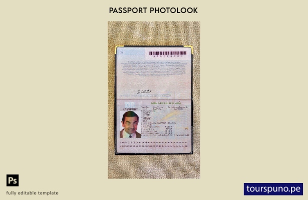Plantilla de apariencia fotográfica de pase de Grecia lista para imprimir