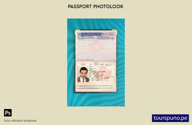 Plantilla de apariencia fotográfica lista para imprimir pasaporte de Canadá ()