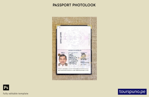 Plantilla de aspecto fotográfico para pasaporte de Seychelles lista para imprimi