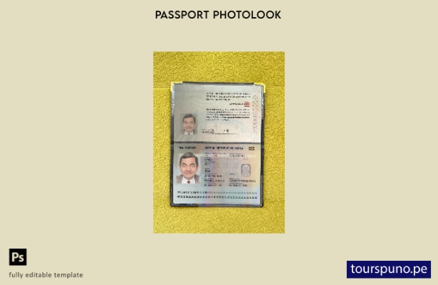 listo para imprimir la plantilla de presentación fotográfica del pasaporte de  4