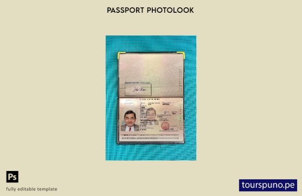 listo para imprimir la plantilla de presentación fotográfica del pasaporte de Be