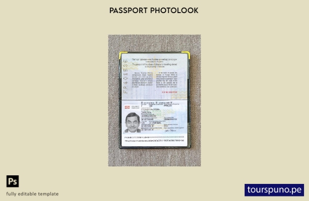 listo para imprimir la plantilla de presentación fotográfica del pasaporte de Uc