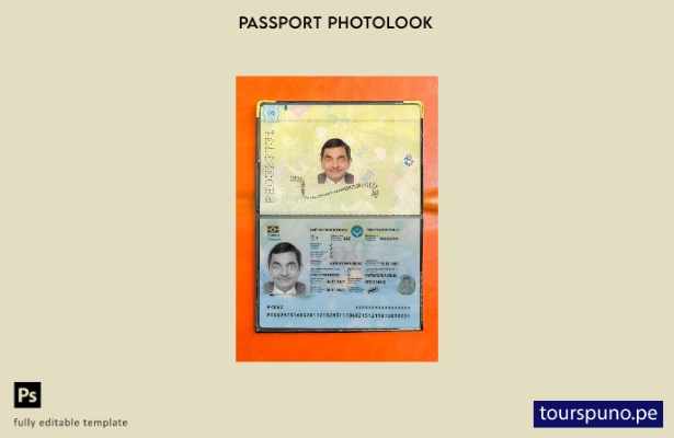 listo para imprimir la plantilla de presentación fotográfica del pasaporte kirgu