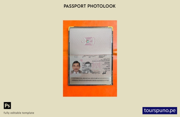 listo para imprimir la plantilla de presentación fotográfica del pasaporte pales
