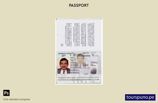 Listo para imprimir la plantilla actual del pasaporte argentino.