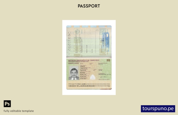 Listo para imprimir la plantilla actual del pasaporte de Timor Leste