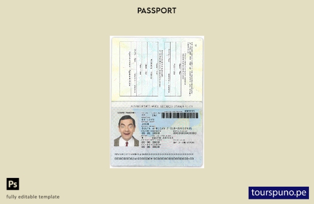 Listo para imprimir la plantilla de pasaporte de Sudáfrica ()