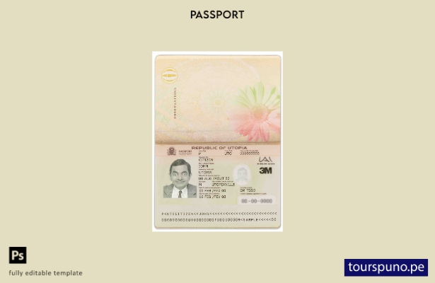 Plantilla de pasaporte Utopía lista para imprimir