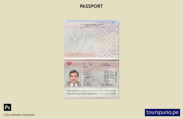 Plantilla de pasaporte de Austria lista para imprimir