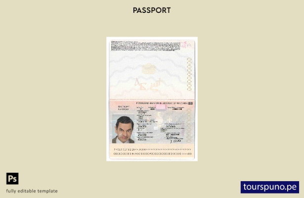 Plantilla de pasaporte de Bulgaria lista para imprimir