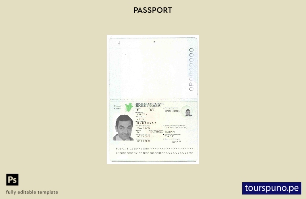 Plantilla de pasaporte de Burundi () lista para imprimir
