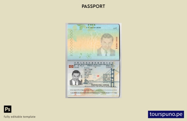 Plantilla de pasaporte de Hong Kong lista para imprimir