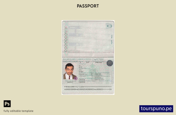 Plantilla de pasaporte de Marruecos lista para imprimir
