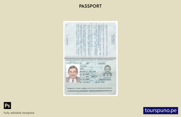 Plantilla de pasaporte de Moldavia lista para imprimir