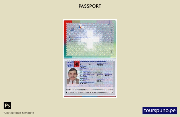 Plantilla de pasaporte de Suiza lista para imprimir