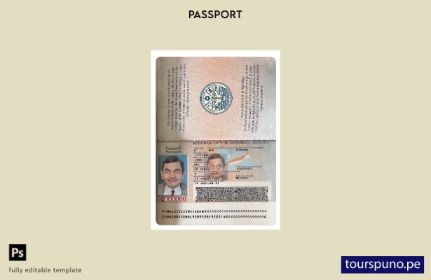 Plantilla de pasaporte de las Islas Marshall lista para imprimir