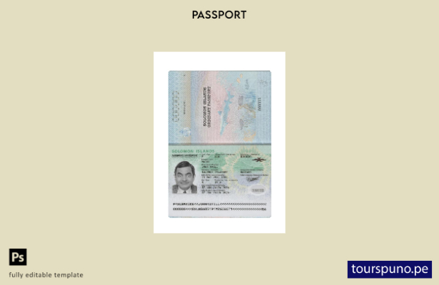 Plantilla de pasaporte de las Islas Salomón lista para imprimir