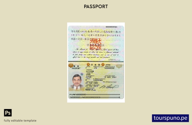Plantilla de pasaporte japonés lista para imprimir