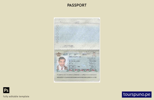 Plantilla de pasaporte jordano lista para imprimir