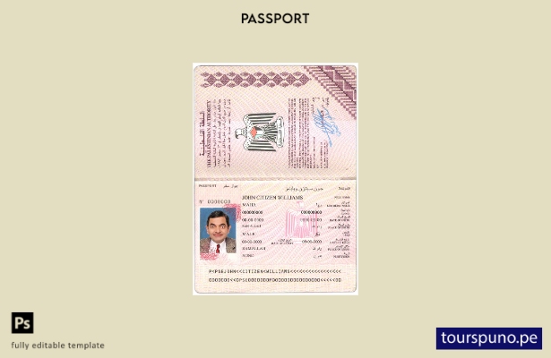 Plantilla de pasaporte palestino lista para imprimir