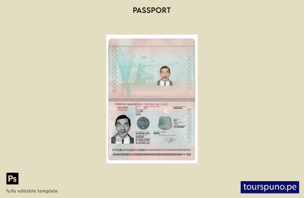 listo para imprimir Turquía Nueva plantilla de pasaporte