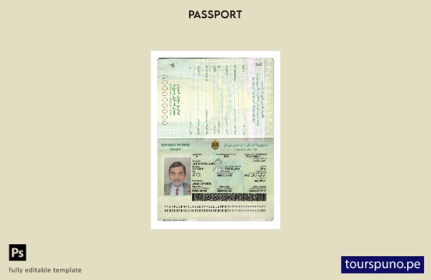 listo para imprimir la nueva plantilla actual del pasaporte de Irak