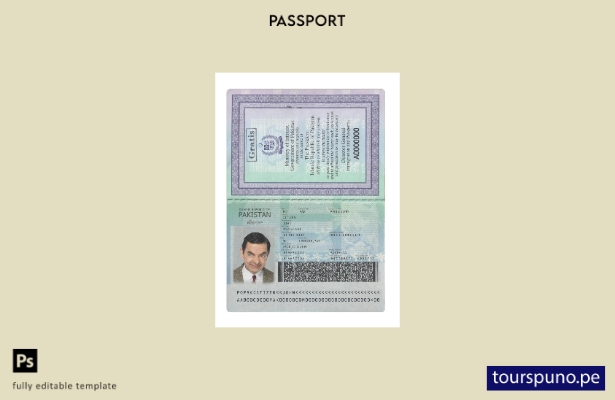 listo para imprimir la nueva plantilla actual del pasaporte de Pakistán