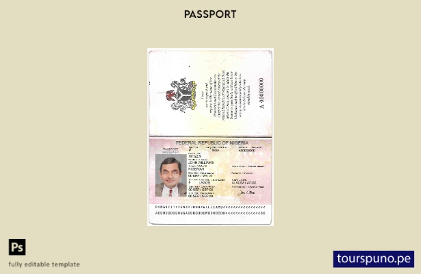listo para imprimir la plantilla de pasaporte de Nigeria ()