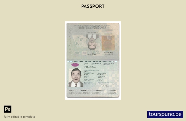 listo para imprimir plantilla de pasaporte belga ()