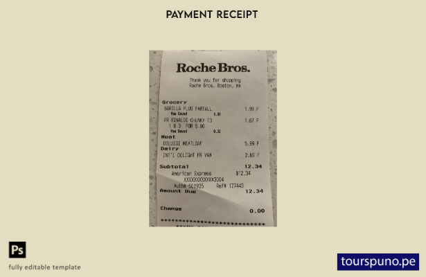 Plantilla de cheque de supermercado Roche Bros lista para imprimir