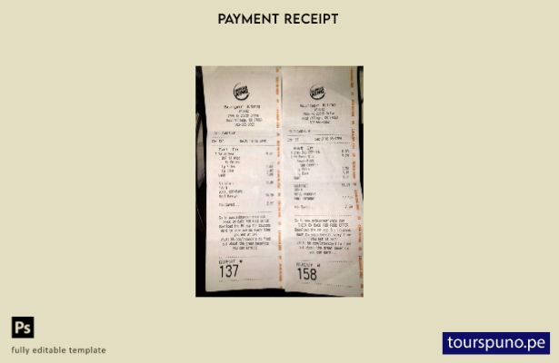 Plantilla de recibo de pago de Burger King lista para imprimir