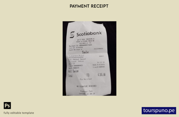 Plantilla de recibo de pago de Scotiabank de Canadá lista para imprimir