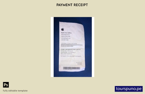 Plantilla de recibo de pago de la empresa Apple lista para imprimir