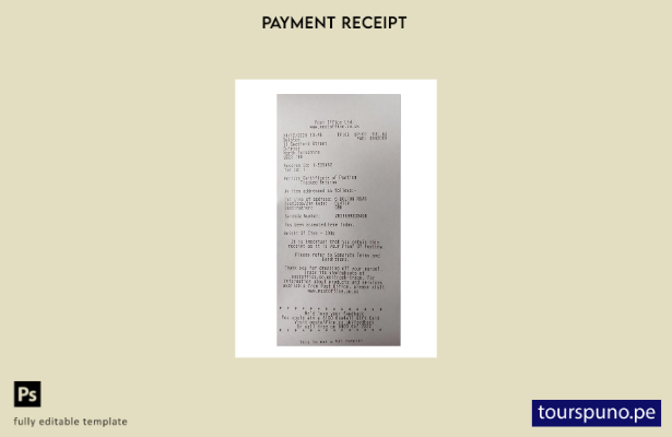lista para imprimir la plantilla de recibo de pago de Post Office Ltd